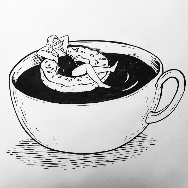Coffee and a Donut Illustration